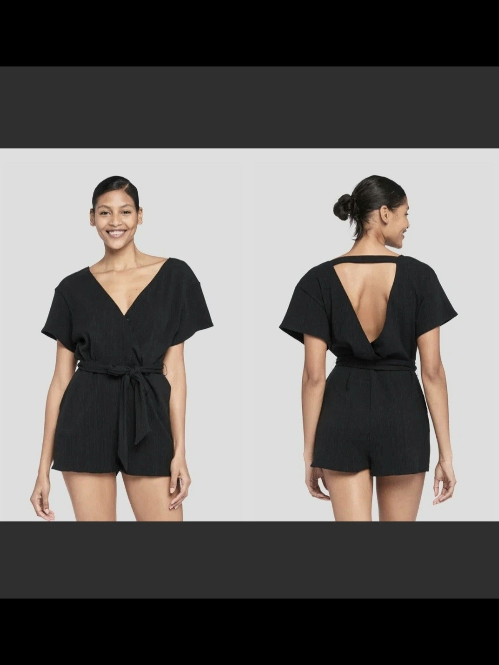Vitamin A Swim Logan Organic Rib Romper Cover Up Black